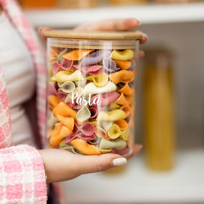 Pantry Container for food storage 2l glass jar with bamboo lid. home organisation pantry jar