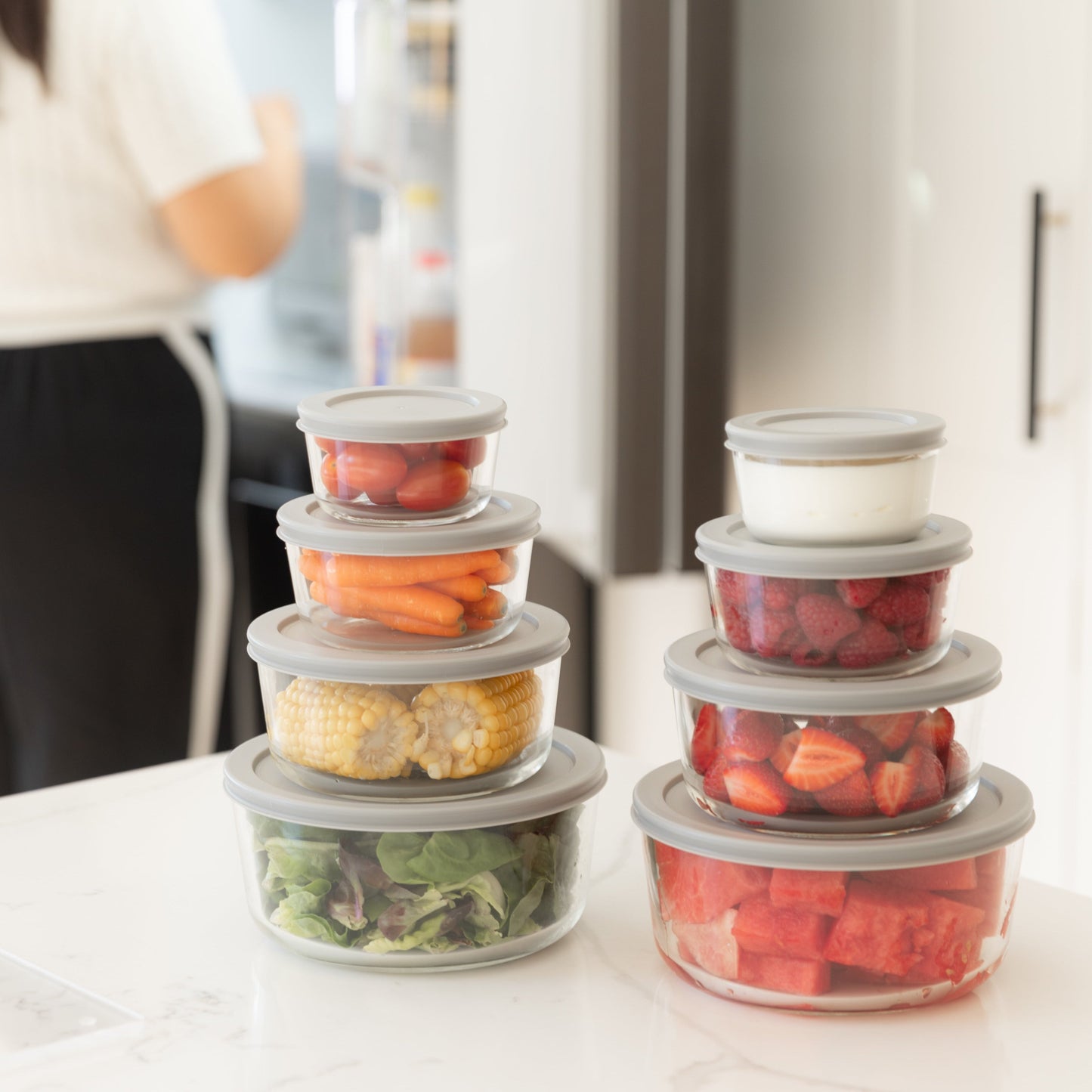 Store & Seal Glass Container Set (4 Pack), Meal Prep Containers, Fridge Organisation, Tupperware containers