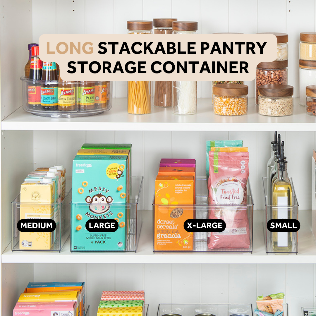 LONG Stackable Pantry Storage Container - Small for pantry organisation and kitchen storage