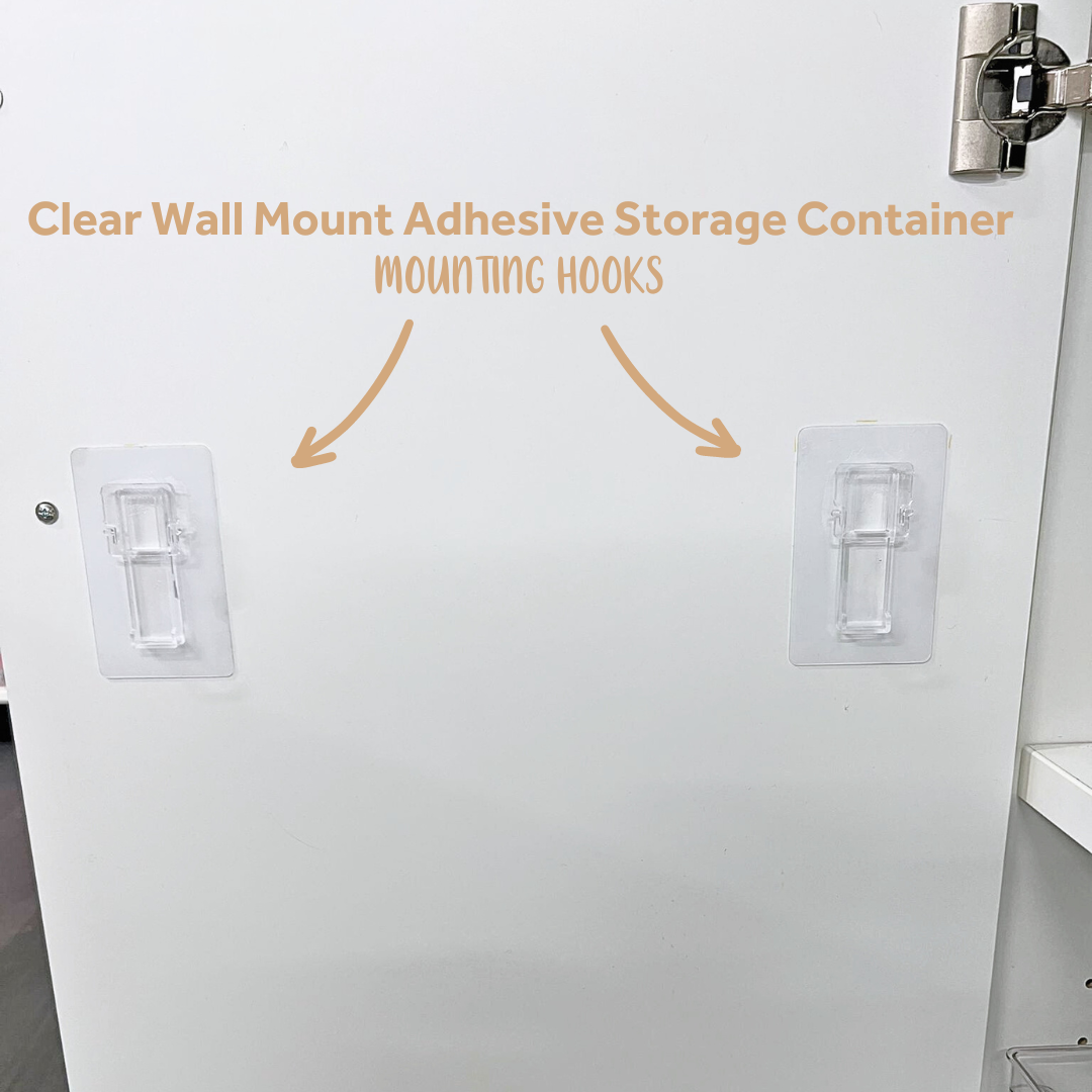 Clear Wall Mount Adhesive Storage Container - Wide for kitchen organisation. 