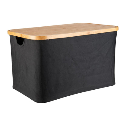 Black Fabric Bamboo Linen Storage Basket - Large - Little Label Co - Laundry Baskets - 30%, Catchoftheday