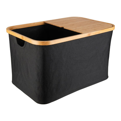 Black Fabric Bamboo Linen Storage Basket - Large - Little Label Co - Laundry Baskets - 30%, Catchoftheday