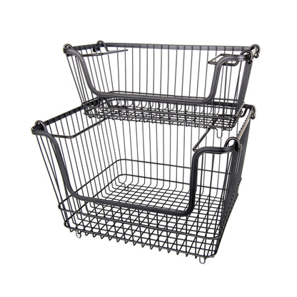 Black Stackable Wire Baskets (set of 2) - Little Label Co - Baskets - 20%, Catchoftheday, warehouse