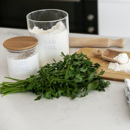 Pantry Container for food storage 2l glass jar with bamboo lid. home organisation pantry jar