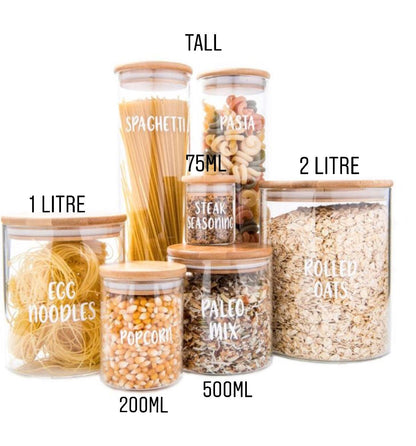 Pantry Container for food storage 2l glass jar with bamboo lid. home organisation pantry jar