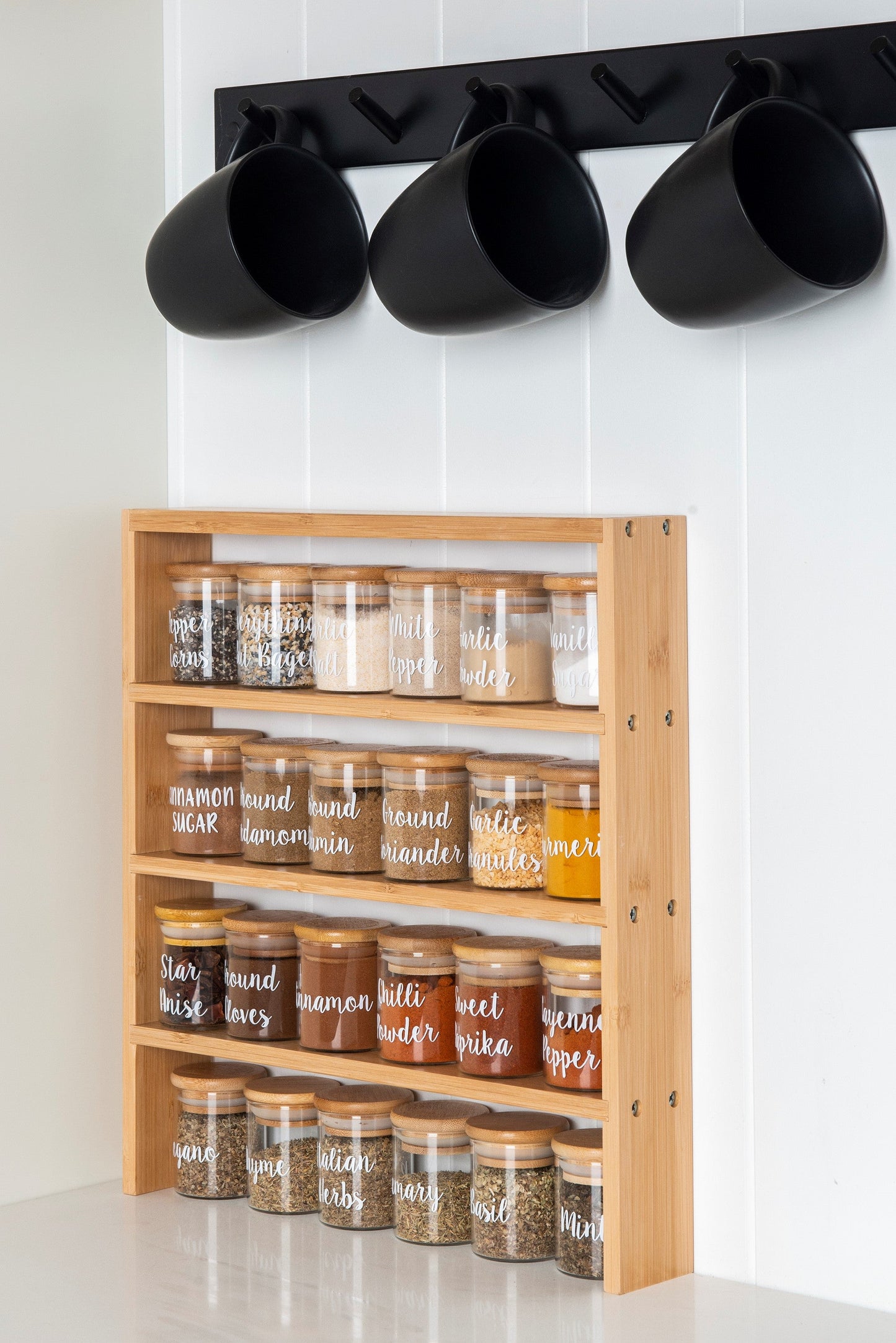 Standing 4-Tier Rack with 24 x 75ml Herb & Spice Jars Pack