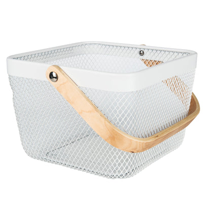 mesh handy metal storage basket for home organisation. Use it in the kitchen, bathroom or Laundry. 