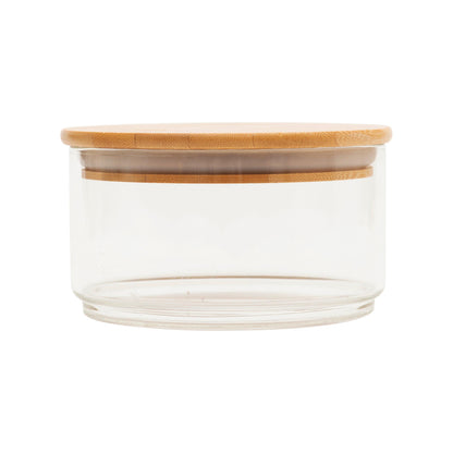 Large Round Stackable Bamboo Glass Jar - (pack of 3) - Little Label Co - Bathroom Accessories - 20%, Bamboo Storage Solutions, Catchoftheday, Storage Containers