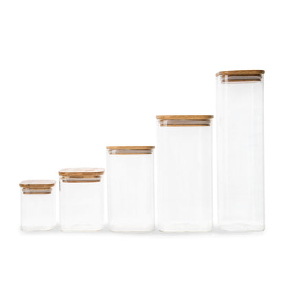 Pantry Container square storage glass jar 1.25l glass jar with bamboo lid. home organisation pantry jar for food storage